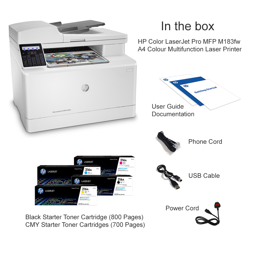 HP MFP M183fw Color LaserJet Pro Printer