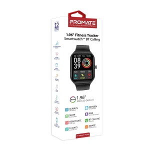 Promate 1.96" Fitness Tracker Smartwatch with BT Calling