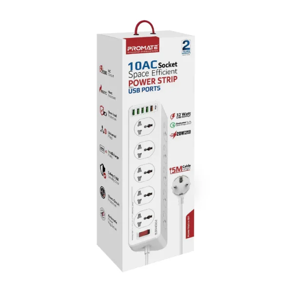 Promate PowerMatrix-3M 10AC Socket Space