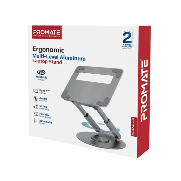 Promate Ergonomic Multi-Level Aluminium Laptop Stand