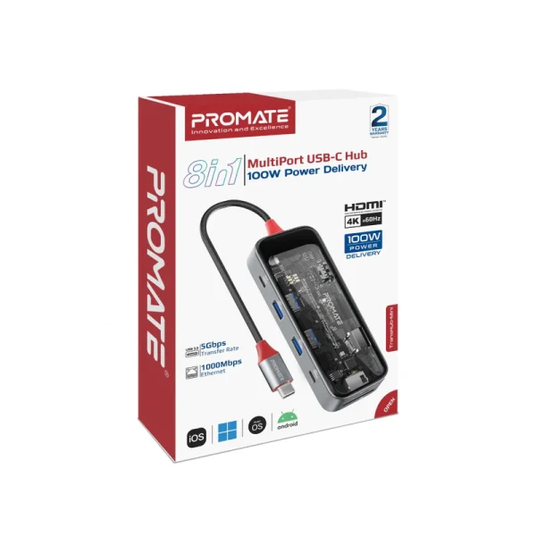 Promate 8-in 1 Multiport USB-C Hub