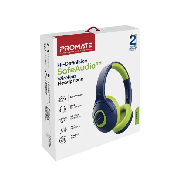 Promate Coddy Hi-Definition SafeAudio™ Wireless Headphone (Emerald)