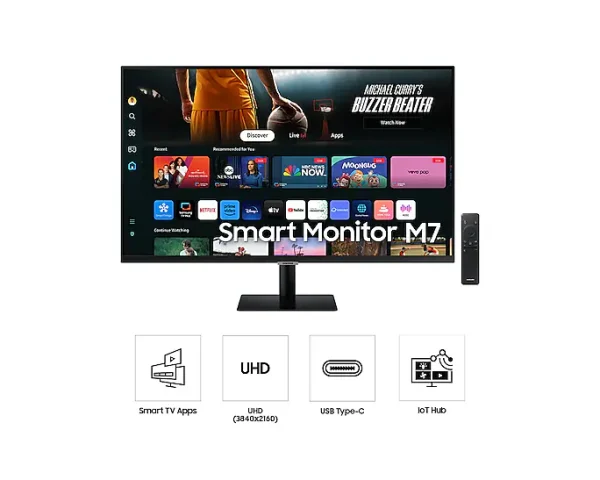 Samsung 32" M70D Smart Screen for Multi Device Experience (LS32DM702UMXUE)