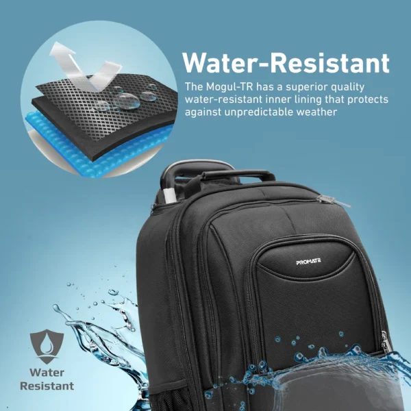Promate Mogul-TR, SecureStorage™ Trolley bag for 16” Laptop with Multiple Large Compartments