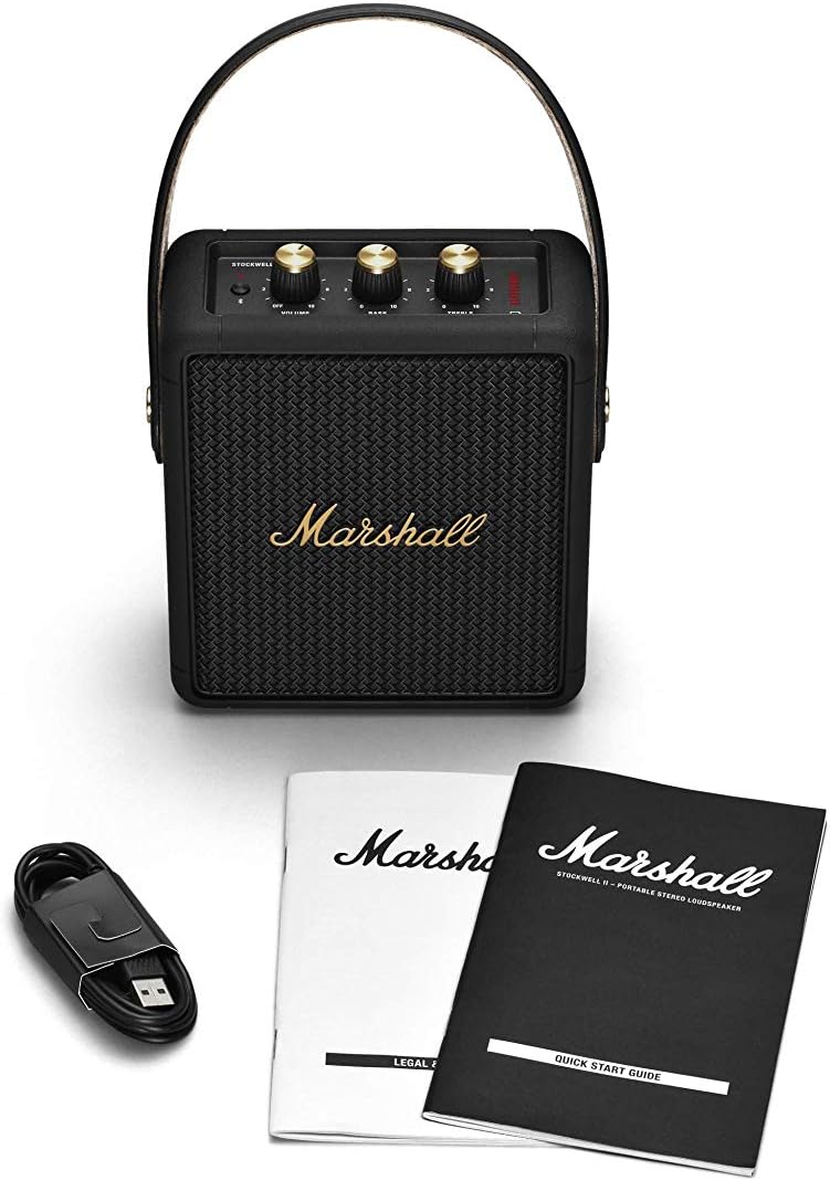 Marshall Stockwell II Portable Bluetooth Speaker - Black & Brass - Image 7