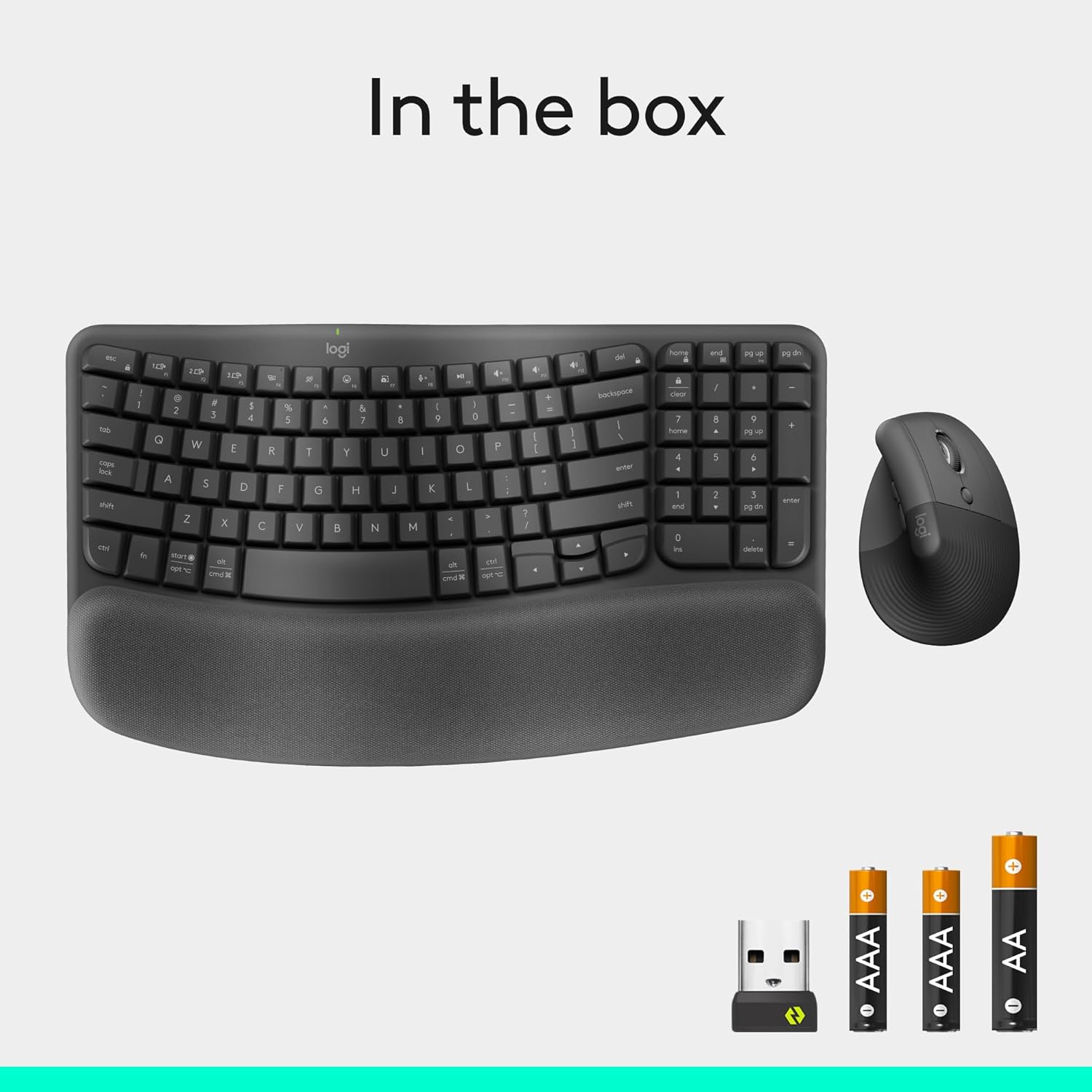 Logitech Wave Keys and Lift Combo - Ergonomic Wireless Keyboard and Mouse Combo - (Graphite) - Image 6